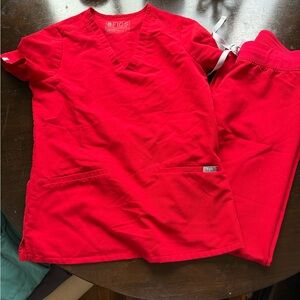 Figs Vivid Red Medical Scrub Set